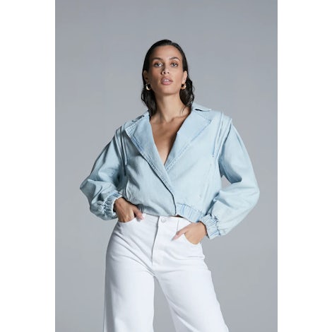 Tailored Denim Jacket With Shoulder Detail Kleding Jassen