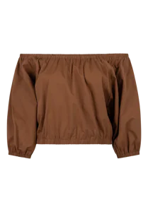 MADDYPOPLINECO540_181031-HAZELNUT Kleding Tops